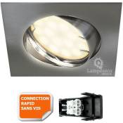 Lampesecoenergie - Spot encastrable orientable led carré alu brossé GU10 230V eq. 50W blanc chaud