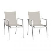 Lot de 2 chaises de jardin aluminium et tissu textilène