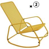 Lot de 2 Rocking Chair, Chaise à Bascule Gordes Jaune Solaire Acier- Mobilier de jardin - Jaune