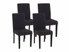 Lot de 4 chaises de séjour littau ~ tissu noir gris, pieds foncés