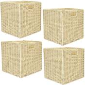 Lot de 4 Cubes de rangement tressés pliables - Longueur/Largeur/Hauteur