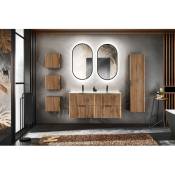 Meuble double vasque Bobochic Meuble de salle de bain 120 cm axel bois clair avec vasques incrustées - Bois clair