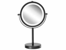 Miroir de maquillage avec éclairage led ø 17 cm noir