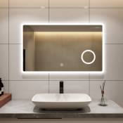 Miroir lumineux de salle de bain led Miroir avec éclairage Miroir Mural Grossissement 3x Miroir lumineux à économie d'énergie 100 x 60 cm avec