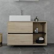 Ml-design - meuble bas de lavabo suspendu, marron-noir, 100x60x45,5 cm, meuble bas de salle de bain 2 tiroirs, étagère, beaucoup d'espace de