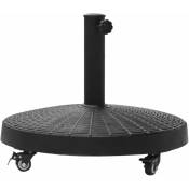 Outsunny - Pied de parasol base de lestage rond poids net 22,7kg en résine avec 4 roulettes - dim. ø 52 x 41H cm - noir - Noir