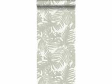 Papier peint feuilles tropicales gris clair - 138989