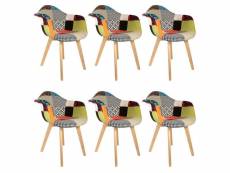 Patchwork - lot de 6 fauteuils scandinaves multicolore