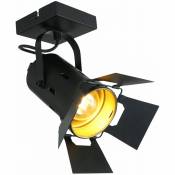 Plafonnier VINTAGE parquet à filament lampe de projecteur de studio spot noir-or réglable dans un ensemble comprenant des ampoules LED