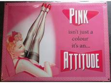 "plaque pin up pink attitude tole jolie affiche metal