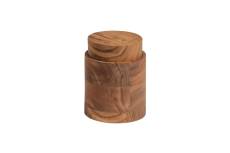 Pot avec couvercle en bois d'acacia beige H12xD9