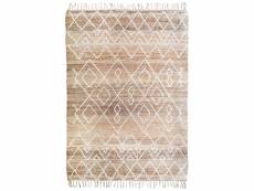 Primi zig zag - tapis en chanvre avec motifs zig-zag en laine épaisse naturel 120x170