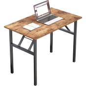 Soges - Table pliante, table d'ordinateur, bureau, bureau, table à manger, table de conférence, 100 x 60 x 75 cm, chêne vintage et noir