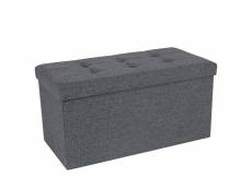 Songmics pouf coffre de rangement banc tabouret pliable tissu gris foncé 76 x 38 x 38 cm lsf47k
