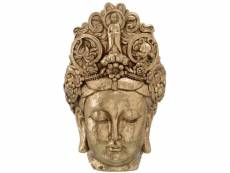Statue en résine tête bouddha or 45 cm
