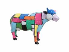Statue vache avec carreaux de peintures multicolores