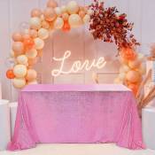 Sunxury - Nappe à paillettes rose 152,40 x 213,36 cm - Nappe à paillettes laser - Nappe rectangulaire pour gateau d'anniversaire, table de fête de
