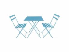 Table bistrot de jardin et 2 chaises pliantes