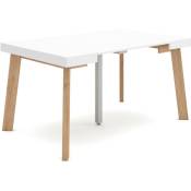 Table console extensible, Console meuble, 140, Pour 6 personnes, Pieds en bois, Style moderne, Blanc - Skraut Home