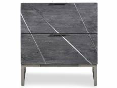 Table de chevet 2 tiroirs acacia massif et métal gris