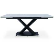 Table extensible moderne Valorane Céramique effet marbre gris pieds Noir - Noir / Gris