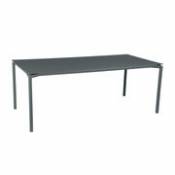 Table rectangulaire Calvi / 195 x 95 cm - Aluminium / 10 à 12 personnes - Plateau démontable - Fermob gris en métal