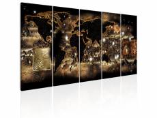 Tableau sur toile en 5 panneaux décoration murale image imprimée cadre en bois à suspendre monde la nuit 225x90 cm 11_0004642