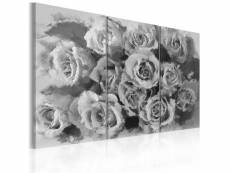 Tableau toile de décoration- douze roses - triptyque
