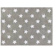 Tapis coton gris motif étoile 120x160