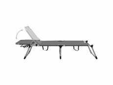 Vidaxl chaise longue pliable extra haute pour seniors gris aluminium 47915