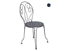 2 chaises de jardin en métal Montmartre Carbone -
