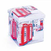 Ac-Deco Boîte de Rangement Pliable London 38cm Blanc & Rouge