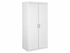 Alaska - armoire 2 portes + penderie bois massif vernis blanc
