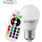 Ampoule E27 rgb+w dimmable avec télécommande 16 couleurs 3.5W Mini Globe V-tac VT-2224 -rgb/fredda