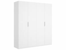 Armoire placard meuble de rangement coloris blanc brillant - longueur 180 x profondeur 52 x hauteur 204 cm