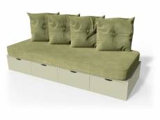 Banquette cube 200 cm + futon + coussins moka BANQ200S-Moka
