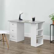 Bureau de bureau studio 3 étagères modernes tiroirs de style diverses couleurs Couleur : blanc / gris clair