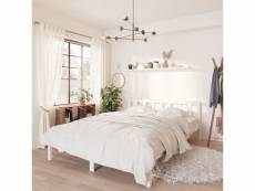 Cadre de lit blanc bois de pin massif 140x190 cm