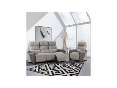 Canapé 3 places + fauteuil relax électriques brun-mastic - zenia - canapé : l 192 x l 96 x h 107 cm fauteuil : l 85 x l 96 x h 107 cm - neuf