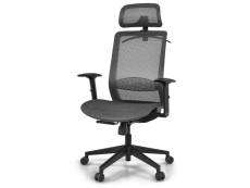 Chaise de bureau pivotant en maille avec renfort lombaire appui-tête dossier inclinable et cintre charge max 110 kg gris