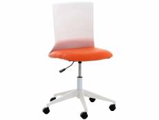 Chaise de bureau sur roulettes moderne pivotante hauteur réglable plastique blanc et synthétique orange bur10497