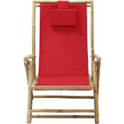 Chaise de relaxation inclinable Rouge Bambou et tissu - Inlife