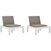 Chaises de salon de jardin et coussins 2 pcs Plastique Blanc