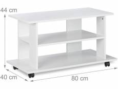 Copie de meuble tv 2 compartiments console table sur roulettes 80 cm blanc helloshop26 13_0001660_2