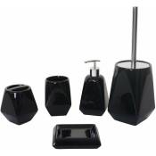 Décoshop26 - Ensemble d'accessoires de salle de bain 5 pièces porte-brosse wc porte-brosse à dents en céramique noir - noir