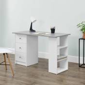 [en.casa] - Bureau de bureau studio 3 étagères modernes tiroirs de style diverses couleurs Couleur : blanc / gris clair