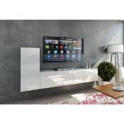 Ensemble meuble tv concept 43-43-HG-W-2-1A blanc brillant