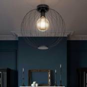 Etc-shop - Plafonnier grille noir salon boule lumineuse boule lumineuse noir, métal, 1x douille E27, DxH 40x37,5 cm