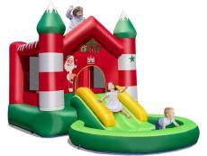Giantex château gonflable pour enfants 3-10 ans sur thème de noël avec toboggan,piscine rondes à balles trampoline sans gonfleur