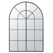 Grand miroir fenêtre arche en métal noir 137x200
